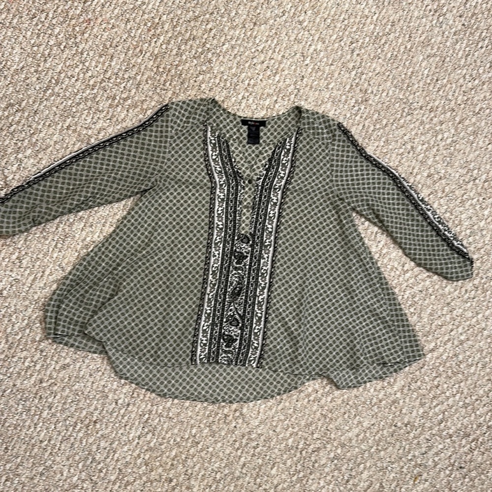 🔥Style & co olive boho free flowing blouse size S